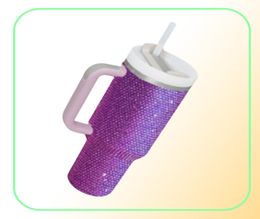 40oz diamond Vacuum Adventure quencher water bottles h20 plus travel mugs tumblers with handle glitter and straw Customised logo 4628030