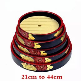 Japanese sushi bucket cuisine sashimi raw fish seafood dish fruit food Salmon Ice Plate Saucer round tray tableware art 240328