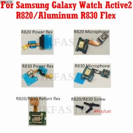 Active 2 R820 Power Flex For Samsung Galaxy Watch Active2 Aluminium R830 ON OFF Microphone Return Flex Cable Replace Screw