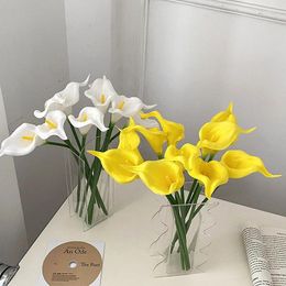 Decorative Flowers Decor White Fake Flower Artificial Calla Lily For Home Wedding Bridal Bouquet Table