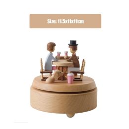 Wooden Music Box Handmade Beautiful Love Couple Mechanical Music Melody Box For Valentines Day Wedding Birthday Gift