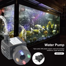 2W Ultra-Quiet Submersible Water Pump With 4 LED Lights Aquarium Water Fountain Pump Filter Fish Tank Pond LED Water Pump