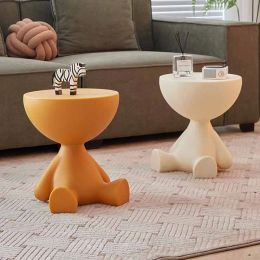 Modern Household Sofa Side Coffee Tables Cream Style Small Flat Tea Table Bedroom Plastic Cute Side Table Living Room Furnitures
