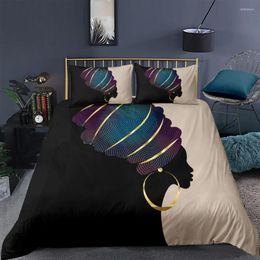 Bedding Sets WOSTAR 3D Set African Women Duvet Cover Gilded Big Earrings Printing Family Double Bed Adult Quilt King Size