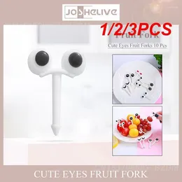 Forks 1/2/3PCS Lovely Eye Pattern Reusable Fruit Plastic Portable Safety Non-toxic Fork Children Snack Cake Dessert