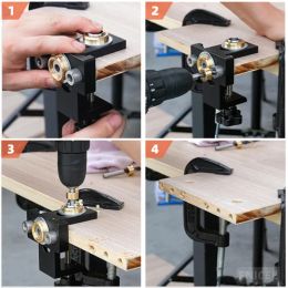 Woodworking Doweling Jig Kit Adjustable Dowel Cam Jig Wood Hole Drilling Guide Locator Metal Furniture Cabinet Punch Hole Tool