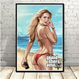 Video Game GTA 5 Grand Theft Auto Art Decor Picture Quality Canvas Painting Home Decor Poster living room Wall Decor