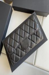 5A 2022 Top Designer Brand Zipper Coin Purse Original Box Whole Women Leather Clutch Long Wallet Classic Fashion Sweet Caviar 3432059