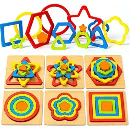 Montessori Shape Sorting Puzzle for Toddlers Baby Infant Preschool Wooden Sensory Stem Educational Learning Toys for Kids Gifts