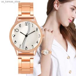 Wristwatches Luxury Brands 2023 New Rose Gold Women Quartz Wave Numbers Design Lady Alloy Strap Gift Clock Wristes240409