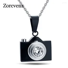 Pendant Necklaces ZORCVENS 2024 Camera Pendants Black / Silver Colour Blue Colours Lovely Stainless Steel Fashion Jewellery