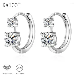 Hoop Earrings 925 Sterling Silver 0.6 Carat 2 Moissanite Double Diamond Fashion Design Light Luxury Senior Ladies