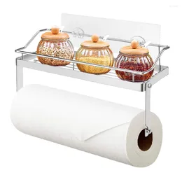 Hooks Punch-free Towel Tissue Rack Stainless Steel Shelf Double-Layer Wall-mounted Storage Paper Holder