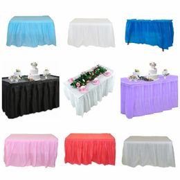 Rectangle Tulle Table Cover Waterproof Table Skirt Disposable Tablecloth for Birthday Party Supplies Wedding Decoration