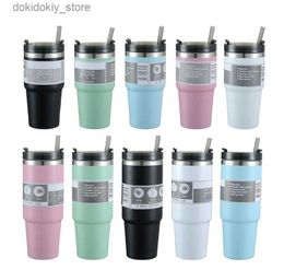 Mugs Mus new Car Ice Cup 304 Stainless Steel Insulated Cup Convenient Lare Capacity Sipper Coffee Cup Car Cup L49