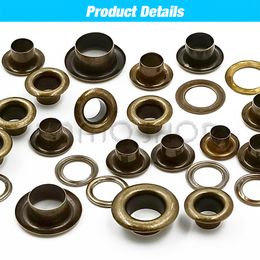 200Pcs Hole Metal Eyelets Grommets Copper Colour with Washer For Diy Leathercraft Accessories Shoes Belt Cap Bag Tags Clothes
