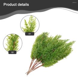 Decorative Flowers 42cm Branch Artificial Leaves Home Office Balcony Garden Room Pine Cypress Fake Plants 10pcs Accessories Durable