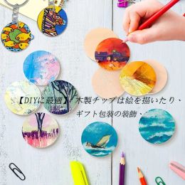 180PCS Blank Round-Shaped Wooden Keychain Set with Key Rings Personalized Wood Keychain DIY Supplies for Craft