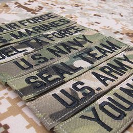 Black Letters Multicam Custom Name Tapes Chest Services Morale Tactical Military Embroidery Patch Badges
