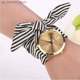 Wristwatches Personalized Buttonless Hand Tie Floral Strap Women Girl es Cloth Quartz Bracelet Wrist Reloj Mujer Students240409