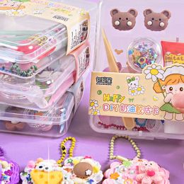 Cream Glue Goo Card Set Girl Handmade DIY Toy Holiday Gift Junior High School Primary Student Kid Cute Toy Goo Card Sticker 1Box