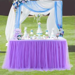 1Pcs Hot 6/9/14Ft Tulle Table Skirt Wonderland Table Tutu Skirting Wedding Birthday Baby Shower Home Banquet Party Decor