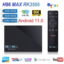 Box 2021 New Smart TV BOX Android 11 H96 Max RK3566 2.4G 5G Wifi BT 4.0 4GB 32GB 8GB 64GB H96max 8K TV Box Google Play Android 11.0