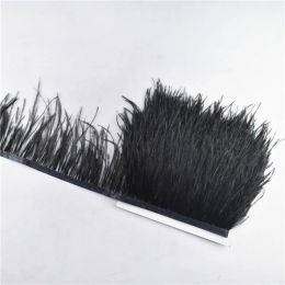 1yards fluffy Black ostrich feathers trims sideband 10-15cm width Suitable for skirts/dresses/apparel party DIY crafts plumas