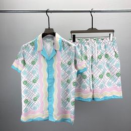 Tracksuit Set FashionHawaii Designer Men Casual Shirts Sets Floral Letter 3D Print Summer Seaside Holiday Beach Shirts Suits 073 M-3XL #56