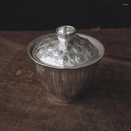 Cups Saucers Handmade Silver Color Tureen Chinese Retro Style 130ml