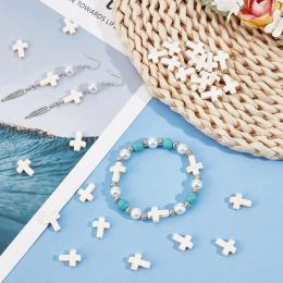 1 Box 100Pcs White Turquoise Cross Beads Turquoise Stone Bead Mini Small Cross Beads for Jewelry Making Charms