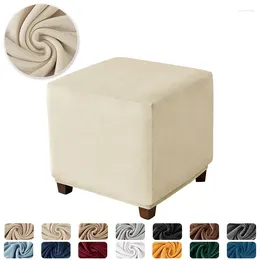 Chair Covers Velvet Square Ottoman Cover Stretch Bedroom Footstool Slipcover Living Room Stool Washable Furniture Protector 3 Size