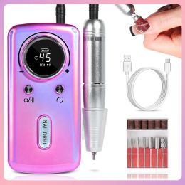 Drills 45000RPM Nail Drill Machine Electric Portable Nail File Rechargeable Nail Sander for Gel Nails Polishing For Home Manicure Salon