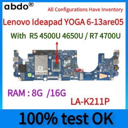 Motherboard For Lenovo Ideapad YOGA 613are05 Laptop Motherboard.With R5 R7 AMD CPU and 8G 16G RAM.LAK211P Motherboard.100% Tested Working