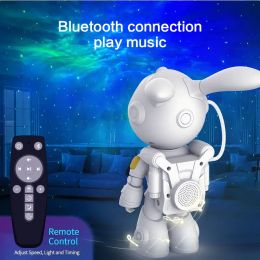 LED Rabbit Astronaut Star Projector Night Light Adjustable Remote Control Nebula Galaxy Starry Projector Lamp Kids Bedroom Decor
