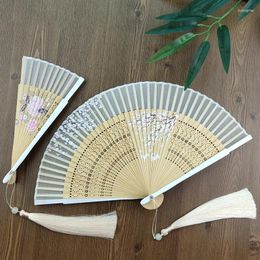 Decorative Figurines Daily Folding Fan White Women's Dance Hand Silk Bamboo Outdoor Travel Selfie Decoration Craft Chinese Style
