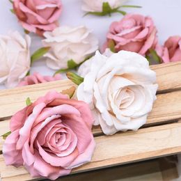 Decorative Flowers 5/10Pcs 10cm Artificial Silk Rose Flower Head For Wedding Home Party DIY Decoration Fake Wreath Scrapbook Crafts