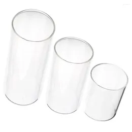Candle Holders 3Pcs Glass Chimney Holder Sleeve Windproof Tube Cover