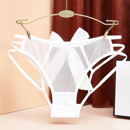 Womens Panties Women See Through Mesh Briefs Ladies Transparent Underwear Hollow Out Underpants Erotic Lingerie Bow Porno