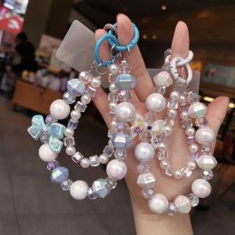 Mobile Phone Lanyard Short Style Wrist Strap Bow Knot Handmade Beaded Bracelet Pendant Wide AntiLoss