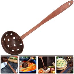 Spoons Coconut Shell Slotted Utensils Metal Spoon Tableware Dinner Home Supply Reusable Serving Appliance Kitchen