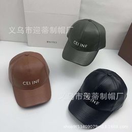 New High Quality And Correct Edition CE Home Leather Embroidered Baseball Korean Solid Colour Duck Tongue Hat