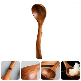 Spoons Wood Soup Spoon Japanese Style Serving Ladle With Long Handle Cooking Scoop Rice For Mixing Stirring Honey Tea