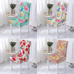 Chair Covers Blooming Floral Print Cover Elastic Butterfly Bird Pattern Seat Case Detachable Anti-Dust Protector Home Accessories