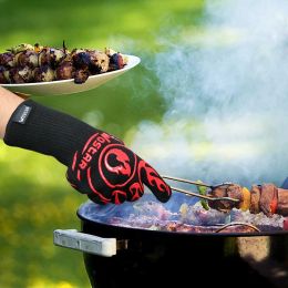 Oven Glove BBQ Grill Barbecue Anti Heat Fireproof Oven Kitchen Gloves Heat Resistant Gloves for Barbecue Baking Oven Mitts