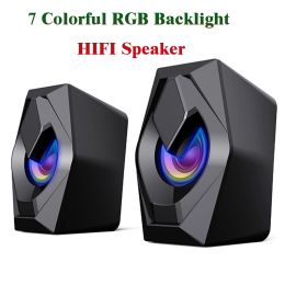 Speakers COOMAER Exclusive USB Wired Desktop Speaker With RGB Lighting Computer PC HIFI Stereo Sound Bass Notebook Laptop Subwoofer Box