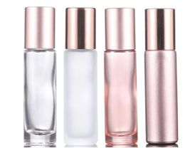 New 10ml rose gold ball bottle eye massage roller ball bottle color frosted glass ball bottle2960837