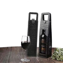 Leather Wine bag with Handles Reusable Wine Carriers Bag Single Bottle Black Leather Wine Bag PU