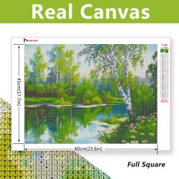 Huacan 5D DIY Diamond Painting Kit Spring Full Square/Round Diamond Embroidery Mosaic Landscape Tree Decorations Home
