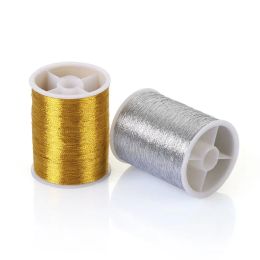 100M Gold/Silver Embroidery Thread Durable Overlocking Sewing Machine Threads Cross Stitch Strong Thread Handmade Sewing Materia